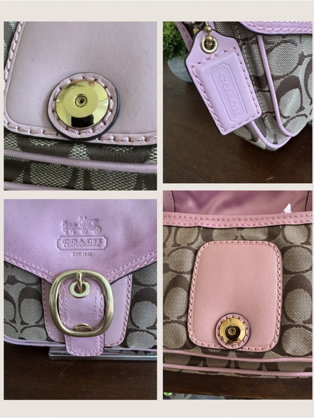 Coach Limited Edition Bleecker Signature Jenny Bag #11593 Pink/Khaki w/Scarf - Picture 4 of 15